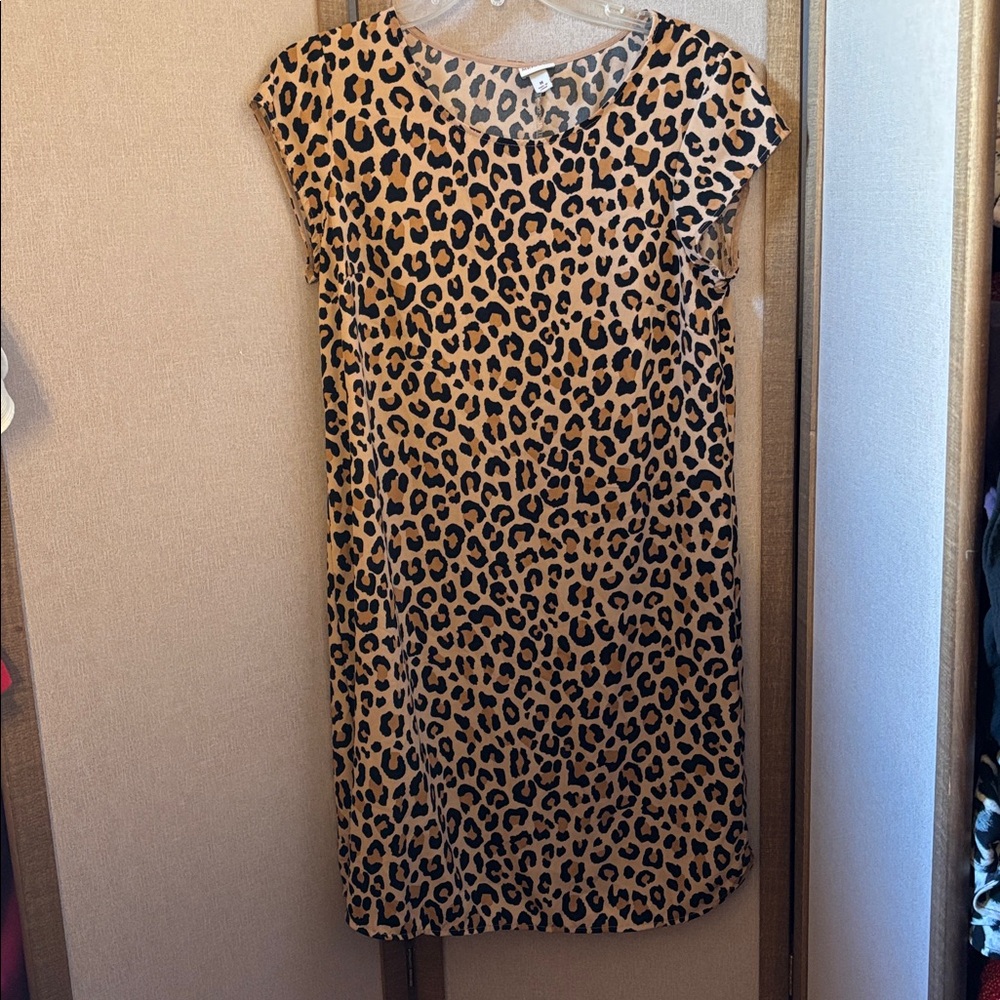 Merona Black and Tan Leopard Print Midi Dress medium